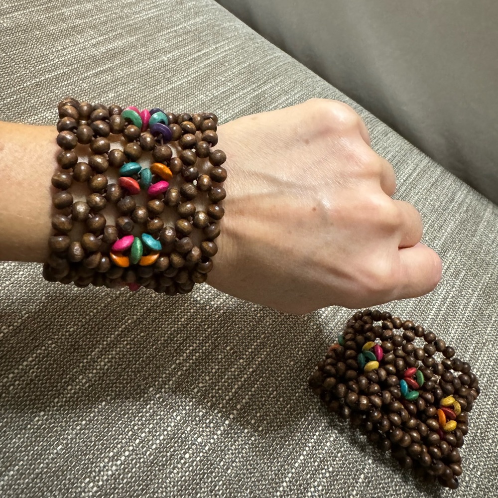 Stretchy island colored bead bracelets - two